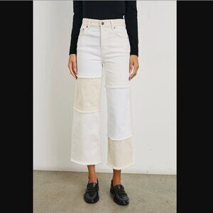 Rails Getty Crop Wide Leg Jeans: Ecru Patchwork